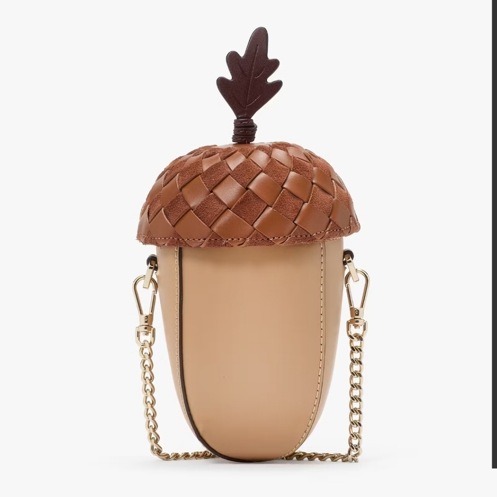 Kate Spade Brown and Tan Acorn Crossbody Bag - cute, little bag - 6.3” high! - Picture 1 of 5